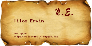 Milos Ervin névjegykártya