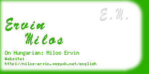 ervin milos business card